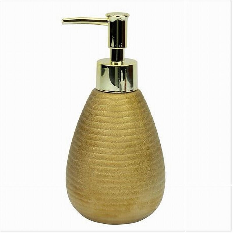 foto del prodotto trade shop traesio cleafe dispenser per sapone liquido accessorio dorato rigato moderno arredo bagno 59934 