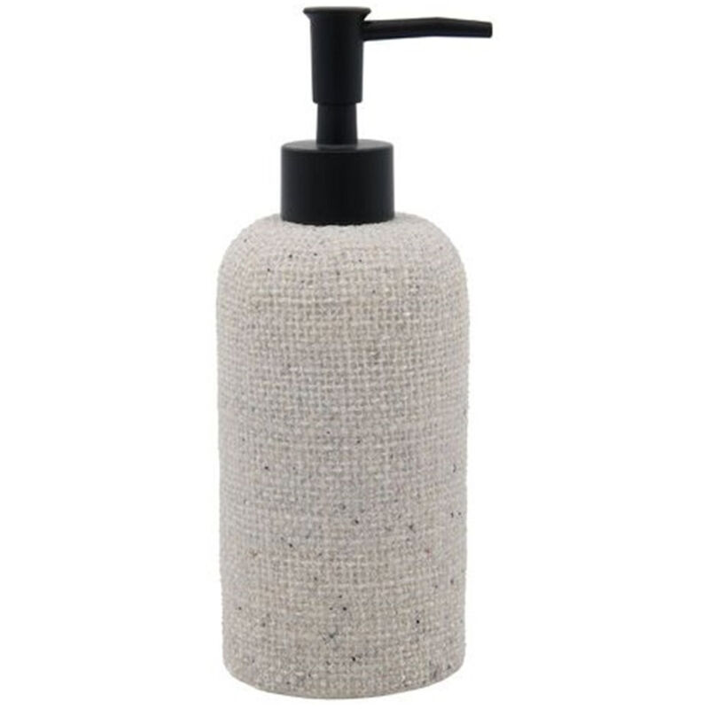 foto del prodotto trade shop traesio - cleafe - dispenser per sapone liquido effetto tela juta con pompa nera accessorio bagno 87826 -