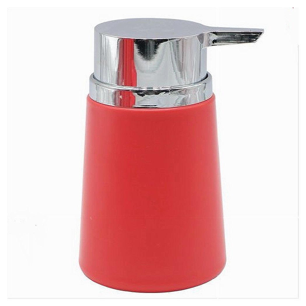 foto del prodotto trade shop traesio cleafe dispenser porta sapone liquido accessori arredo da bagno rosso in plastica 69941 