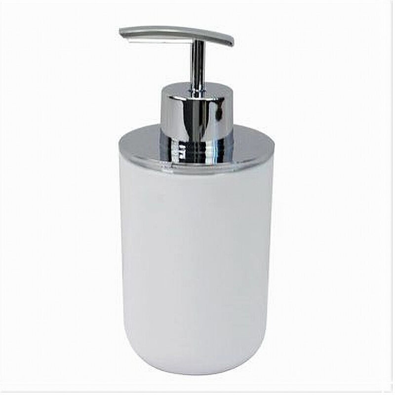 foto del prodotto trade shop traesio - cleafe - dispenser porta sapone liquido bianco silver per ricambio accessori bagno 79862 -