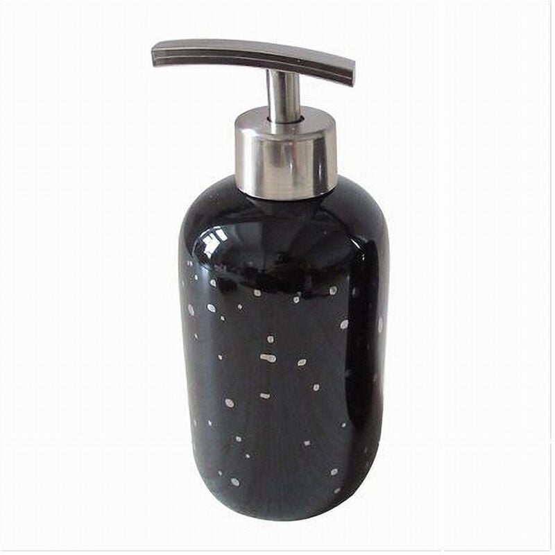 foto del prodotto trade shop traesio - cleafe - dispenser porta sapone liquido nero macchiato argento bagno moderno arredo 59930 -