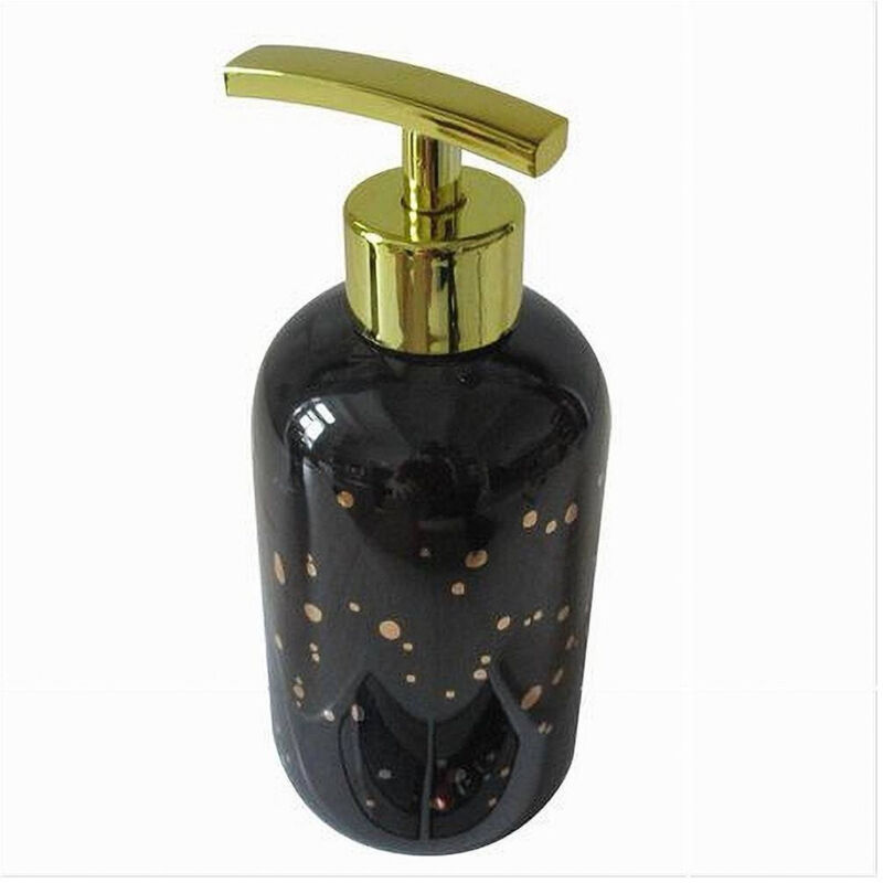 foto del prodotto trade shop traesio cleafe dispenser porta sapone liquido nero macchiato dorato bagno moderno arredo 59926 