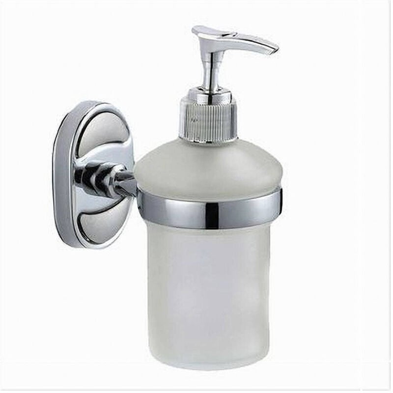foto del prodotto trade shop traesio cleafe dispenser porta sapone liquido vetro satinato fissaggio parete bagno ovale 52011 