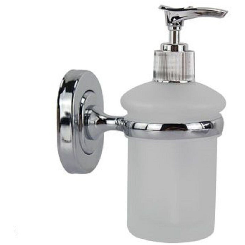 foto del prodotto trade shop traesio - cleafe - dispenser portasapone liquido vetro satinato fissaggio a parete bagno 15cm 69181 -