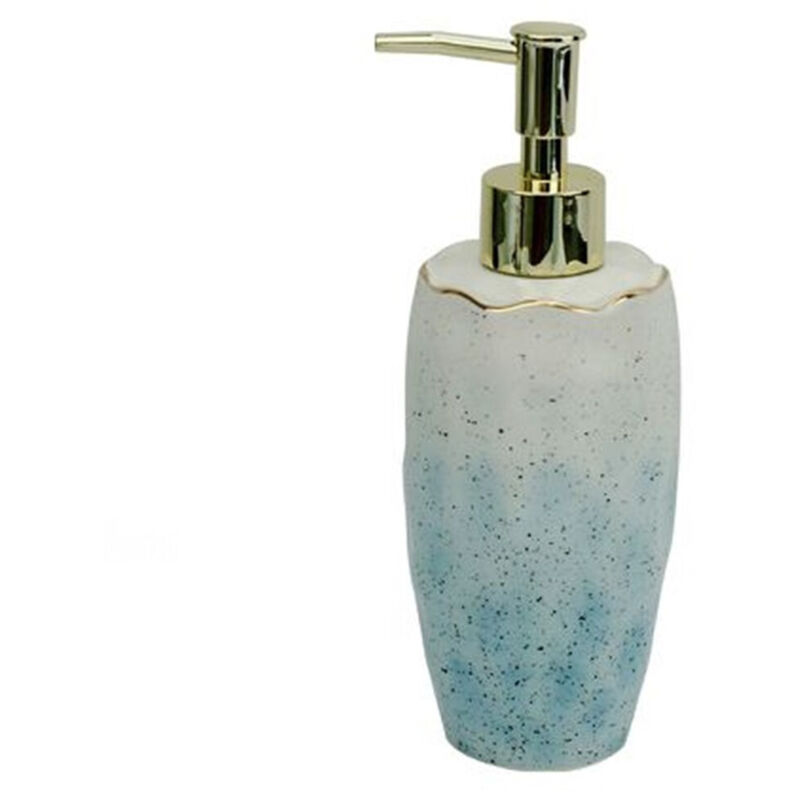 foto del prodotto trade shop traesio - cleafe - dispenser sapone liquido bagno bianco azzurro con effetto pietra dosatore 79271 -