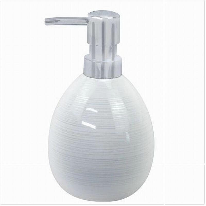 foto del prodotto trade shop traesio cleafe dispenser sapone liquido ceramica striato erogatore silver accessori bagno 59869 