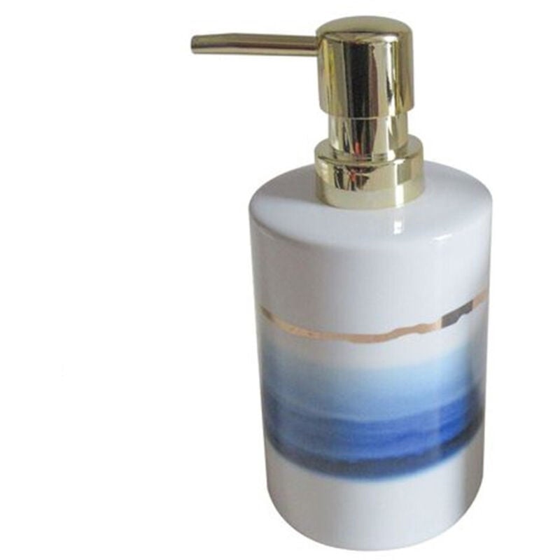 foto del prodotto trade shop traesio cleafe dispenser sapone liquido con sfumature blu azzurre riga oro arredo bagno 59865 