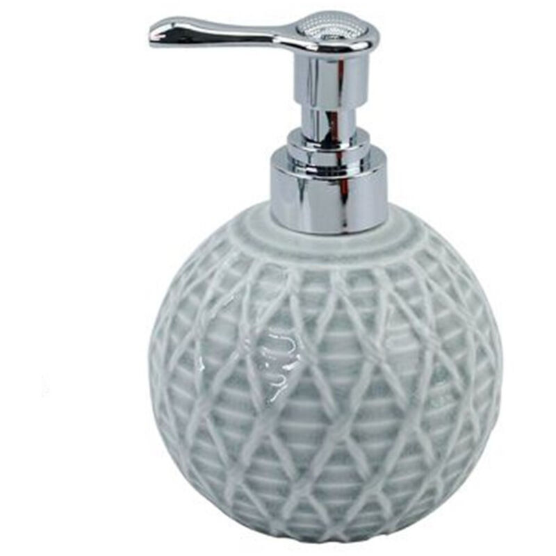 foto del prodotto trade shop traesio - cleafe - dispenser sapone liquido sfera grigio effetto rete accessori arredo bagno 79278 -