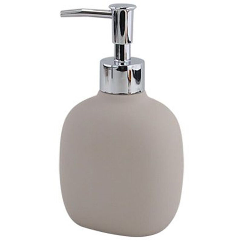 foto del prodotto trade shop traesio - cleafe - dispenser sapone liquido tortora in abs con pompa cromo per bagno accessorio 87813 -