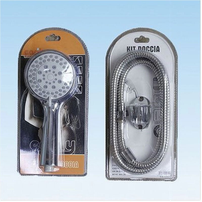 foto del prodotto trade shop traesio - cleafe - doccetta soffione multigetto telefono doccia bagno tubo 1,8mt supporto muro 52050 -