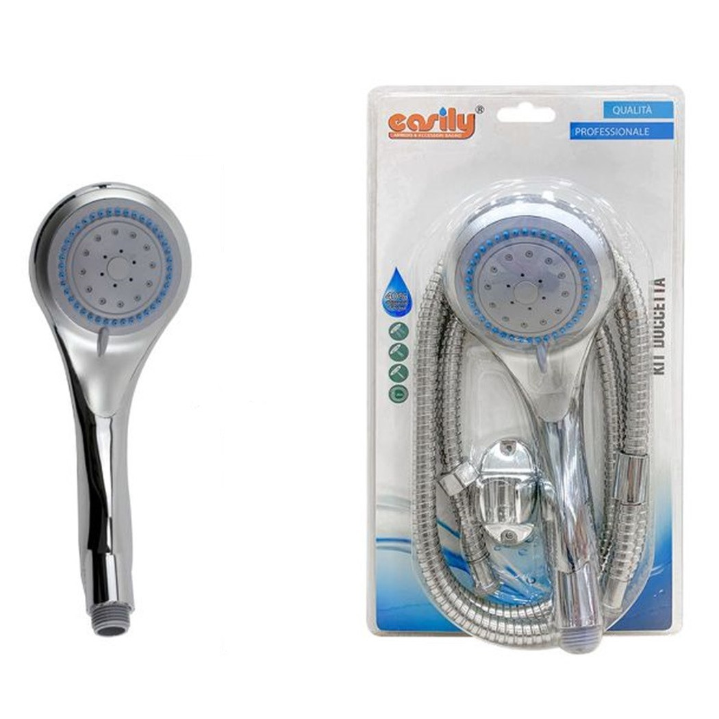 foto del prodotto trade shop traesio cleafe kit bagno doccetta doccino soffione tondo doccia con laccio 1,8 mt staffa 69039 