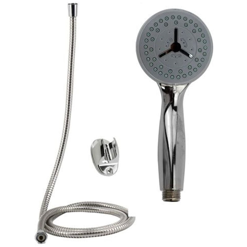 foto del prodotto trade shop traesio - cleafe - kit doccetta doccino soffione doccia tondo con laccio 1,8mt staffa 69294 bagno -