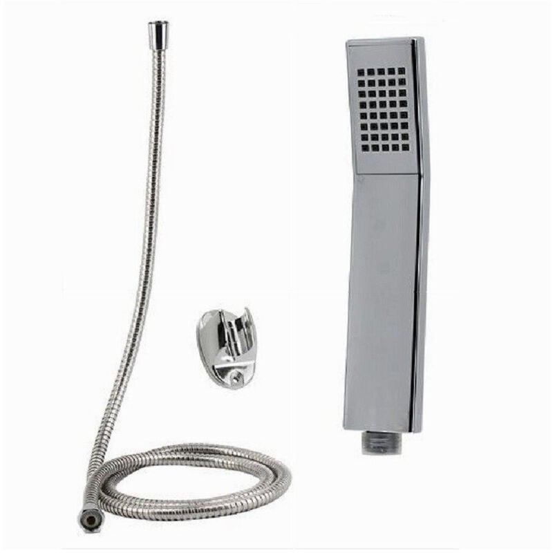 foto del prodotto trade shop traesio cleafe kit doccetta doccino soffione rettangolare doccia bagno 69088 laccio 1,8mt staffa 
