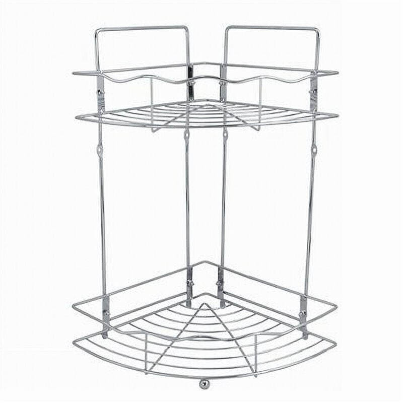 foto del prodotto trade shop traesio - cleafe - mensola angolare doccia a 2 ripiani portaoggetti in metallo scaffale bagno 59259 -