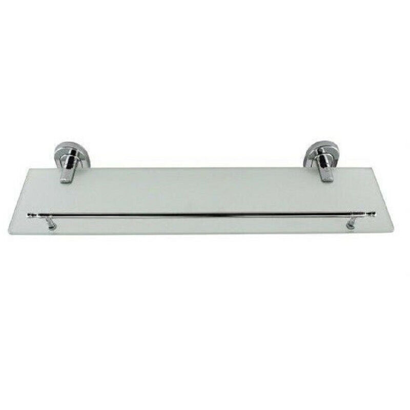 foto del prodotto trade shop traesio cleafe mensola in vetro per bagno acciaio satinato fissaggio a parete muro 50cm 69198 