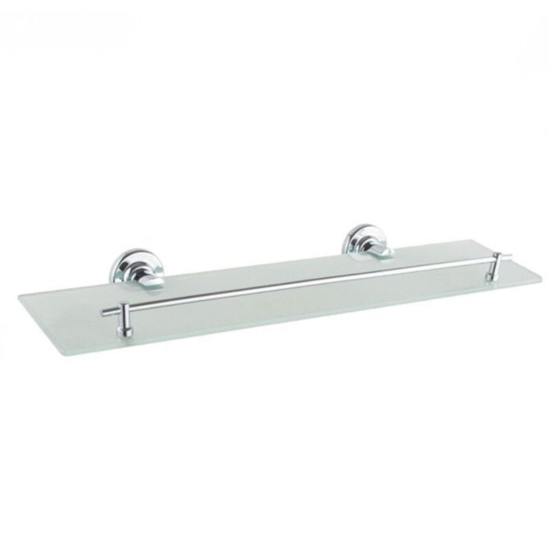 foto del prodotto trade shop traesio - cleafe - mensola in vetro satinato arredo bagno con reggimensola fissaggio a parete 79816 -