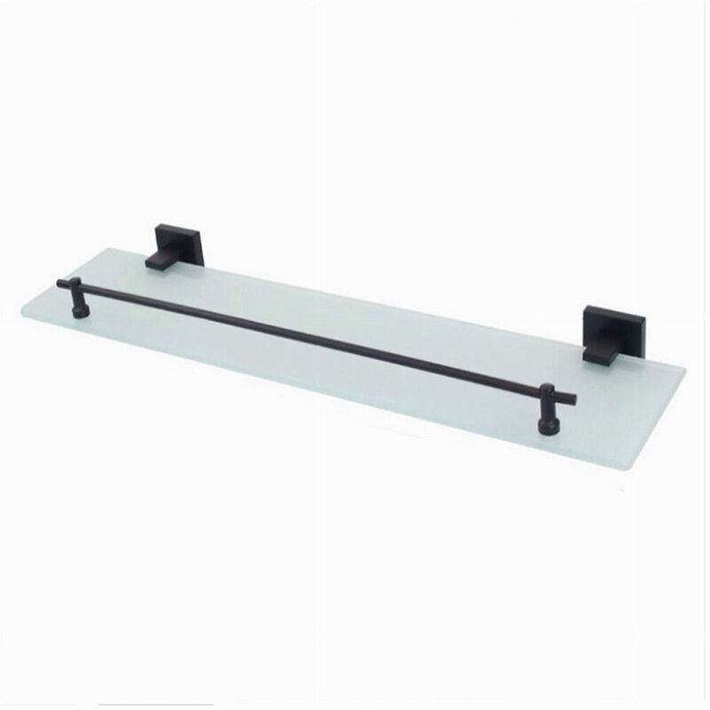 foto del prodotto trade shop traesio cleafe mensola vetro satinato bagno reggimensola acciaio nero portaoggetti doccia 79995 