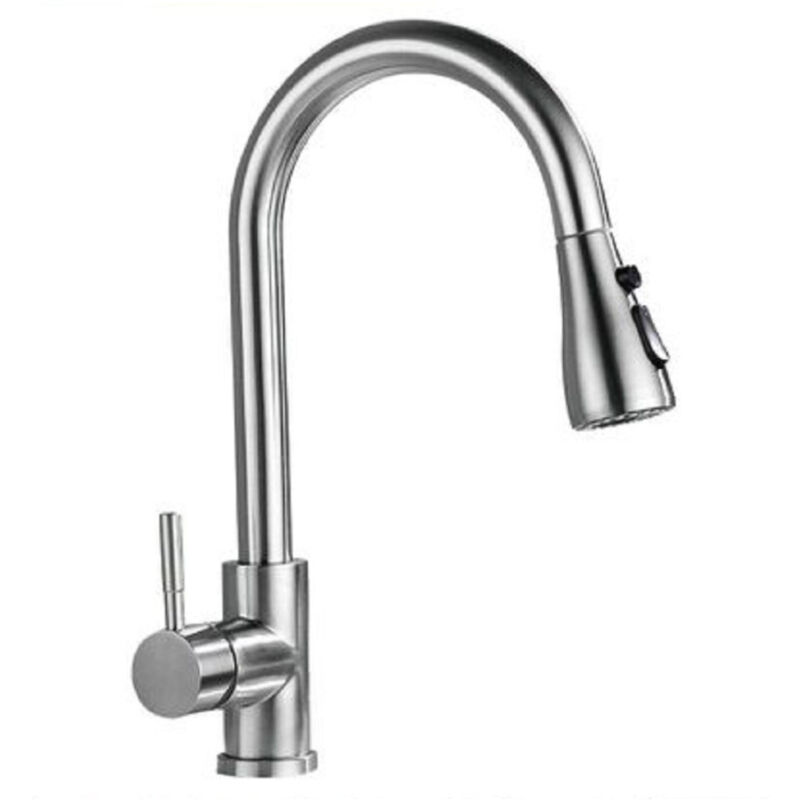 foto del prodotto trade shop traesio cleafe miscelatore cucina rubinetto con doccetta estraibile monocomando satinato 79572 