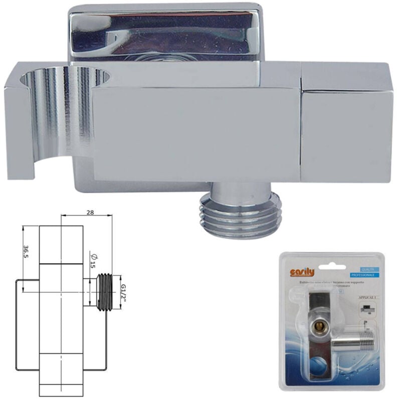 foto del prodotto trade shop traesio - cleafe - miscelatore per doccia a incasso parete con supporto doccetta quadrato art.59506 -