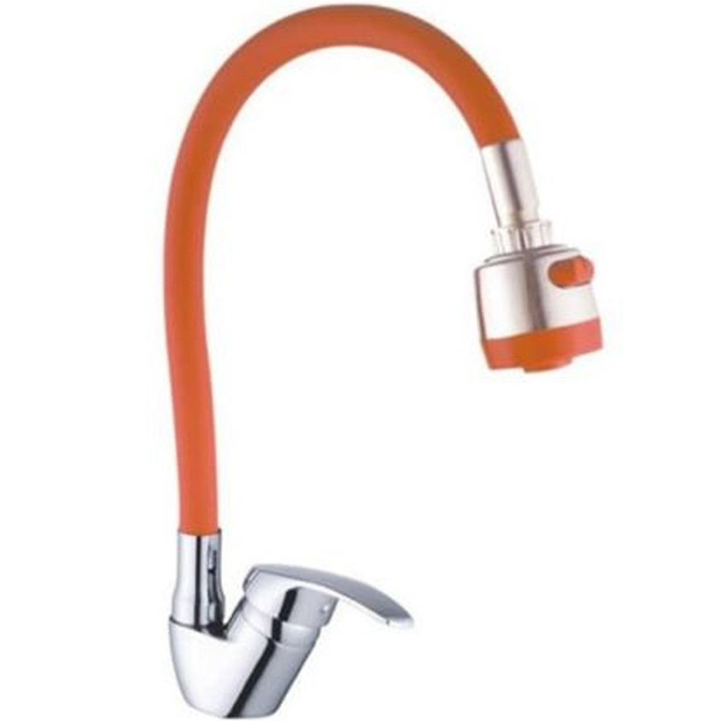 foto del prodotto trade shop traesio cleafe miscelatore rubinetto lavabo a doccia doccetta casa cucina flessibile arancione 