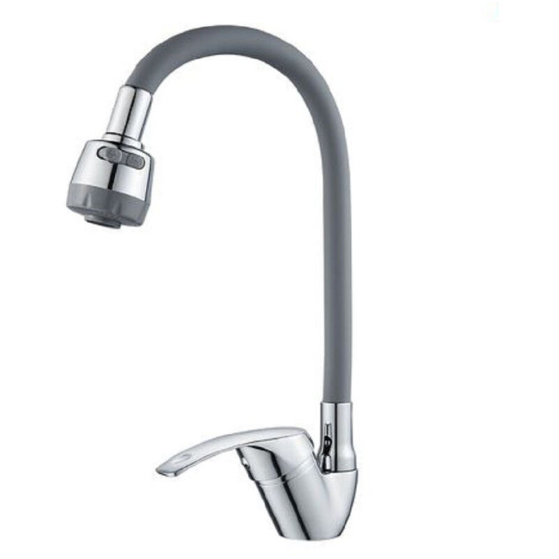 foto del prodotto trade shop traesio cleafe miscelatore rubinetto lavello cucina canna flessibile rompigetto grigio 79914 