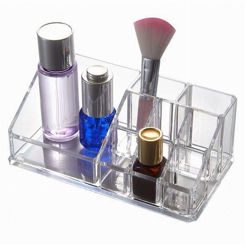 foto del prodotto trade shop traesio cleafe organizer box trasparente 9 scomparti posti per trucchi cosmetici make up 10248 