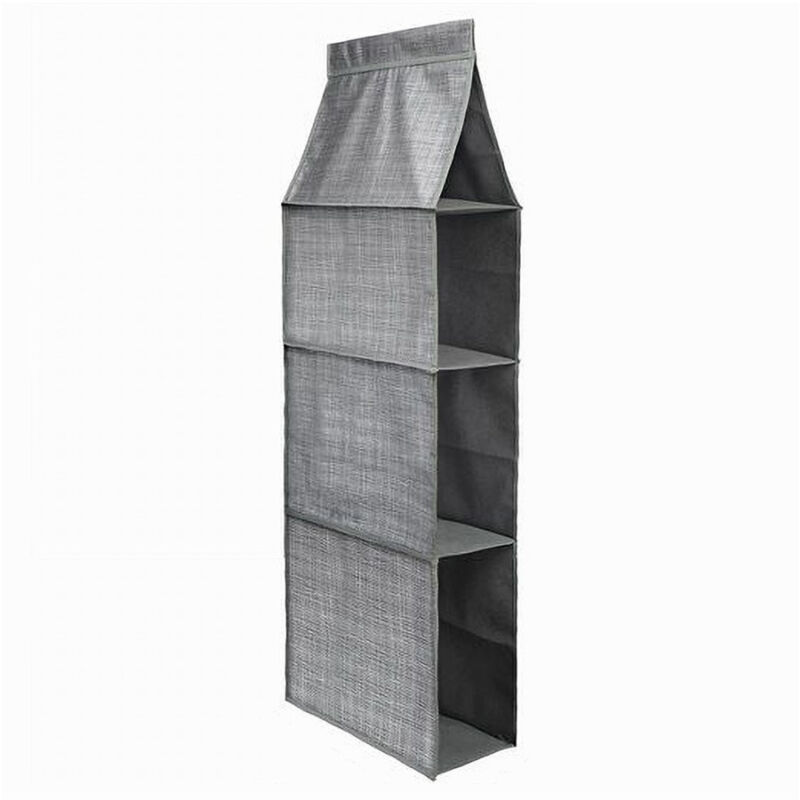 foto del prodotto trade shop traesio cleafe organizer gruccia per armadio con 3 ripiani scomparti tessuto salvaspazio 69723 