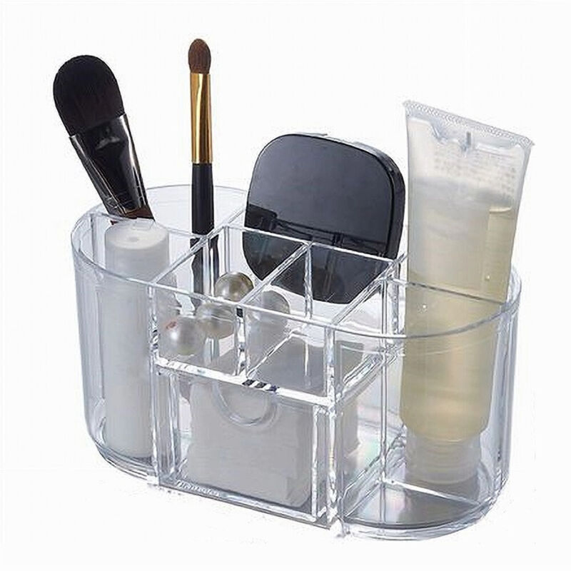 foto del prodotto trade shop traesio - cleafe - organizer trasparente crilex per creme trucco cosmetici makeup 8 scomparti 59064 -