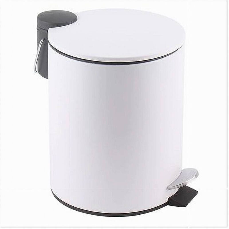 foto del prodotto trade shop traesio cleafe pattumiera acciaio pedale 5 lt bidone cestino spazzatura bagno casa bianco 87450 
