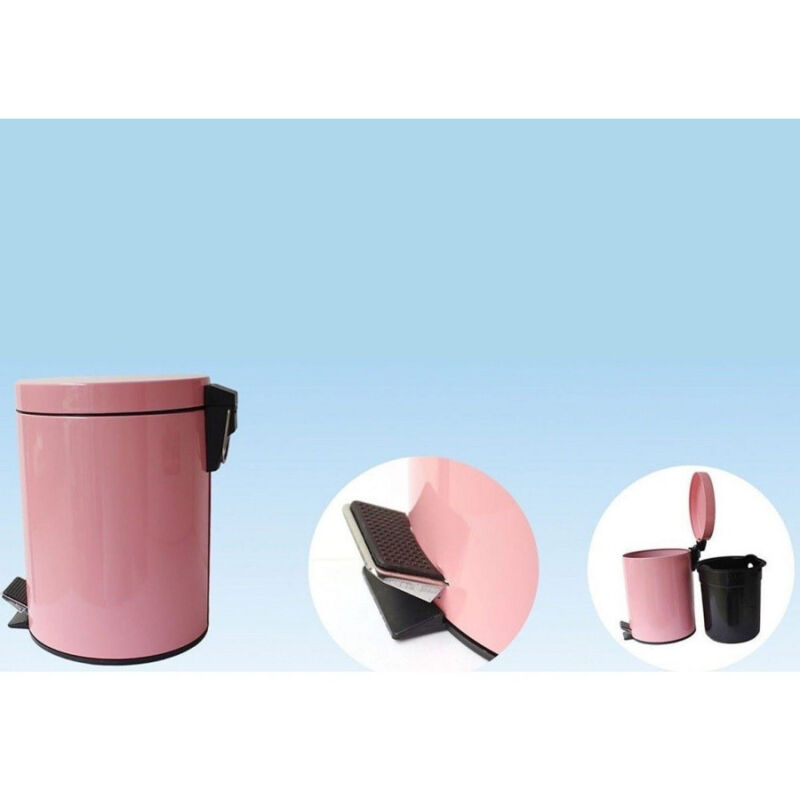 foto del prodotto trade shop traesio cleafe pattumiera in acciaio a pedale 8 litri bidone cestino spazzatura rosa 