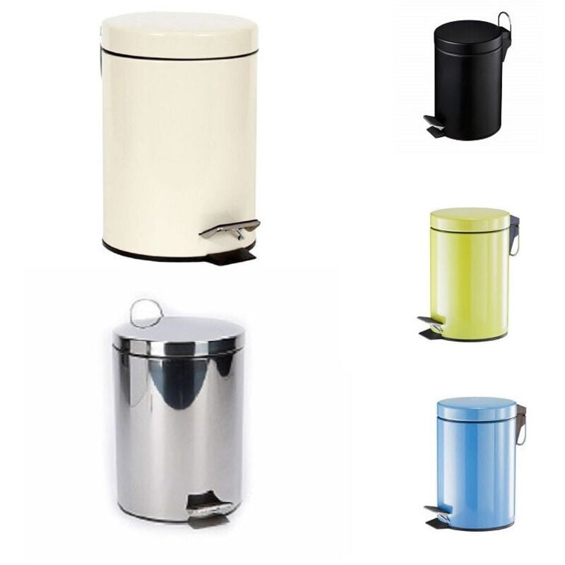 foto del prodotto trade shop traesio - cleafe - pattumiera rifiuti spazzatura 5 lt in acciaio contenitore a pedale cestino bagno -