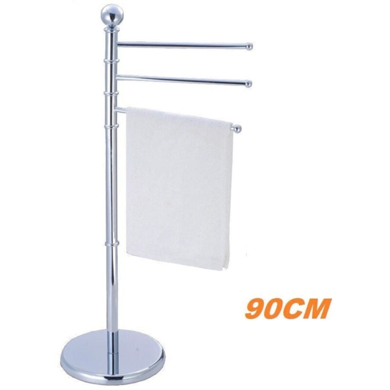foto del prodotto trade shop traesio cleafe piantana porta asciugamani arredo bagno 3 bracci metallo cromato 90cm 