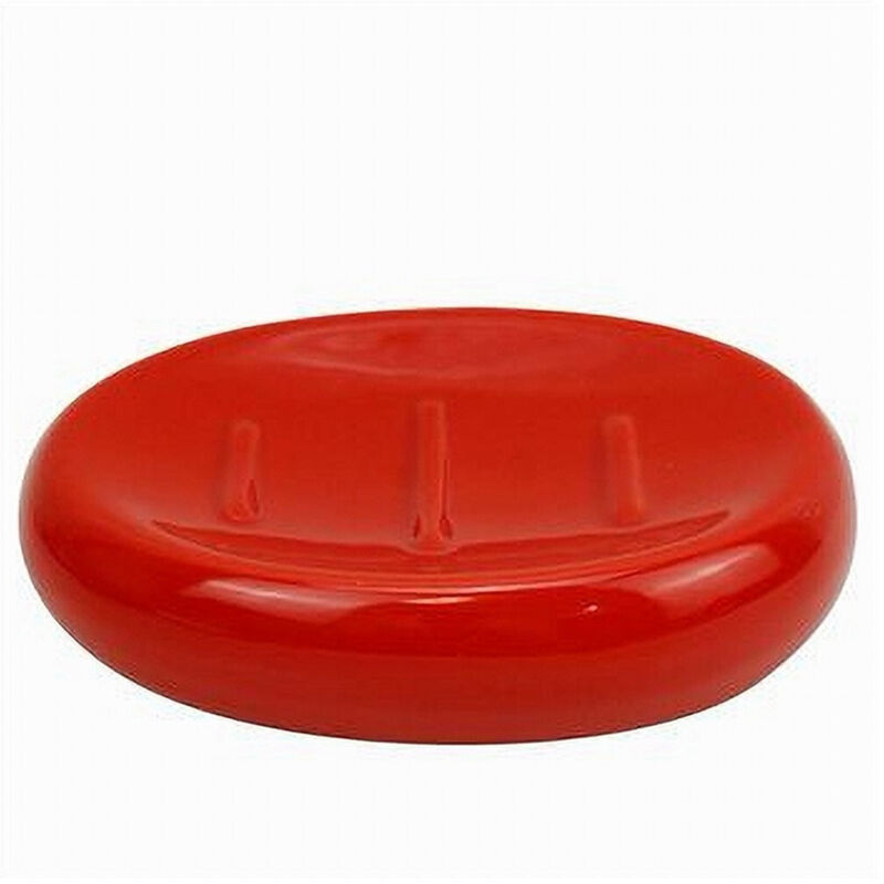 foto del prodotto trade shop traesio - cleafe - piattino per sapone ceramica rosso portasaponetta moderno accessorio bagno 79262 -