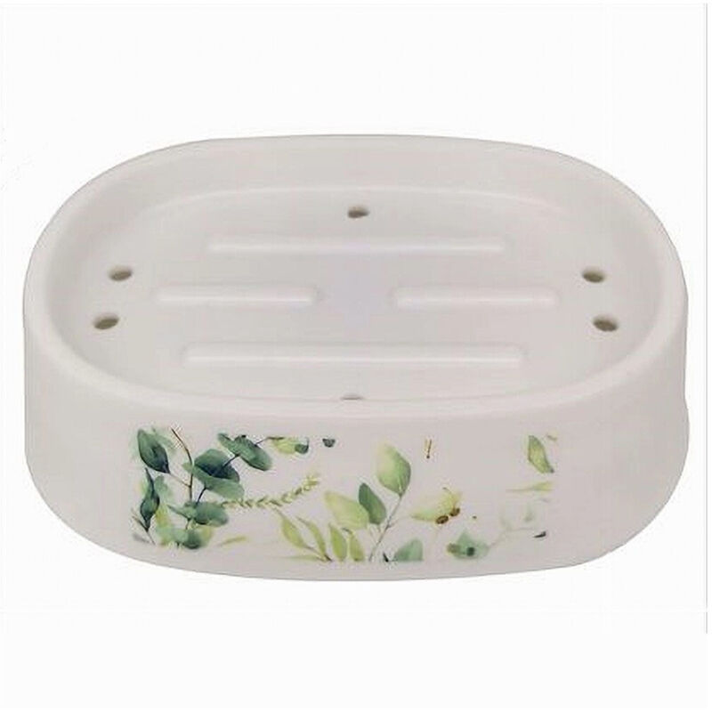 foto del prodotto trade shop traesio cleafe piattino per sapone porta saponetta decorato fiori foglie accessorio bagno 87056 