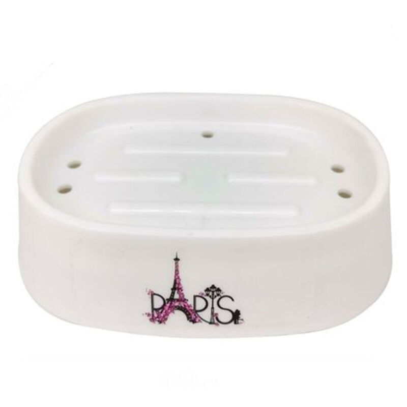 foto del prodotto trade shop traesio cleafe piattino per sapone porta saponetta decorato scritta paris accessori bagno 87042 