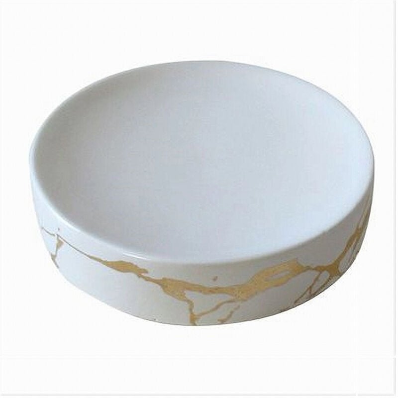 foto del prodotto trade shop traesio - cleafe - piattino porta sapone saponetta bagno accessorio arredo effetto marmo oro 59887 -