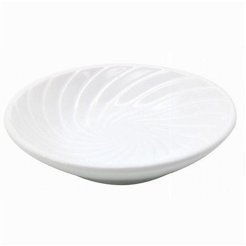 foto del prodotto trade shop traesio cleafe piattino porta sapone saponetta ceramica rigata spirale bianco tondo bagno 79959 