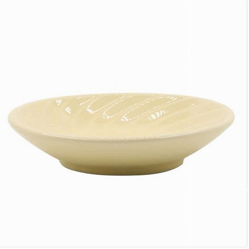 foto del prodotto trade shop traesio cleafe piattino porta sapone saponetta ceramica rigata spirale giallo tondo bagno 79962 