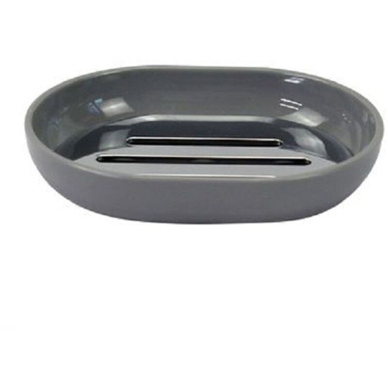foto del prodotto trade shop traesio cleafe piattino porta sapone saponetta grigio silver accessori bagno 12.5x9.5 cm 79895 