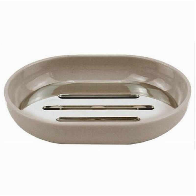foto del prodotto trade shop traesio cleafe piattino porta sapone saponetta tortora silver accessori bagno 12.5x9.5 cm 69468 