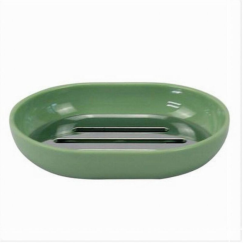 foto del prodotto trade shop traesio cleafe piattino porta sapone saponetta verde silver accessori bagno 12.5x9.5x2.5cm 79877 