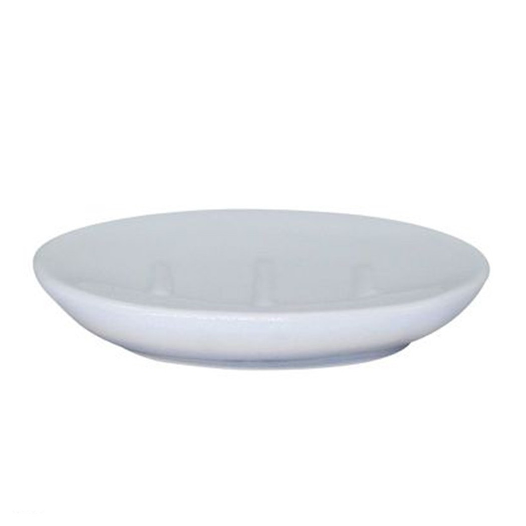 foto del prodotto trade shop traesio cleafe piatto piattino porta sapone saponetta bagno ceramica bianco grigio arredo 59916 