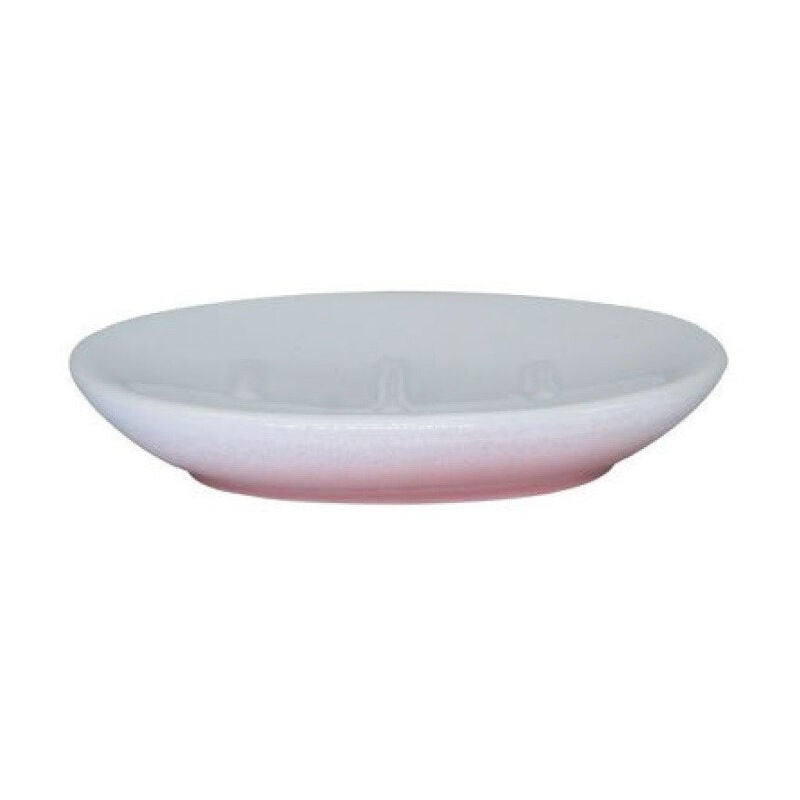 foto del prodotto trade shop traesio cleafe piatto piattino porta sapone saponetta bagno ceramica bianco rosa arredo 59908 
