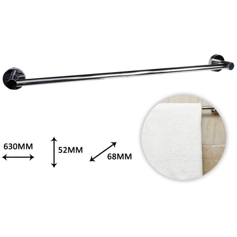 foto del prodotto trade shop traesio - cleafe - porta asciugamani a parete fisso arredo bagno in acciaio con fissaggio a viti -