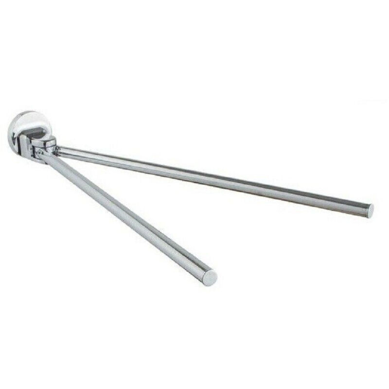 foto del prodotto trade shop traesio - cleafe - porta asciugamani asciugamano a 2 bracci da parete bagno acciaio cromato 79814 -