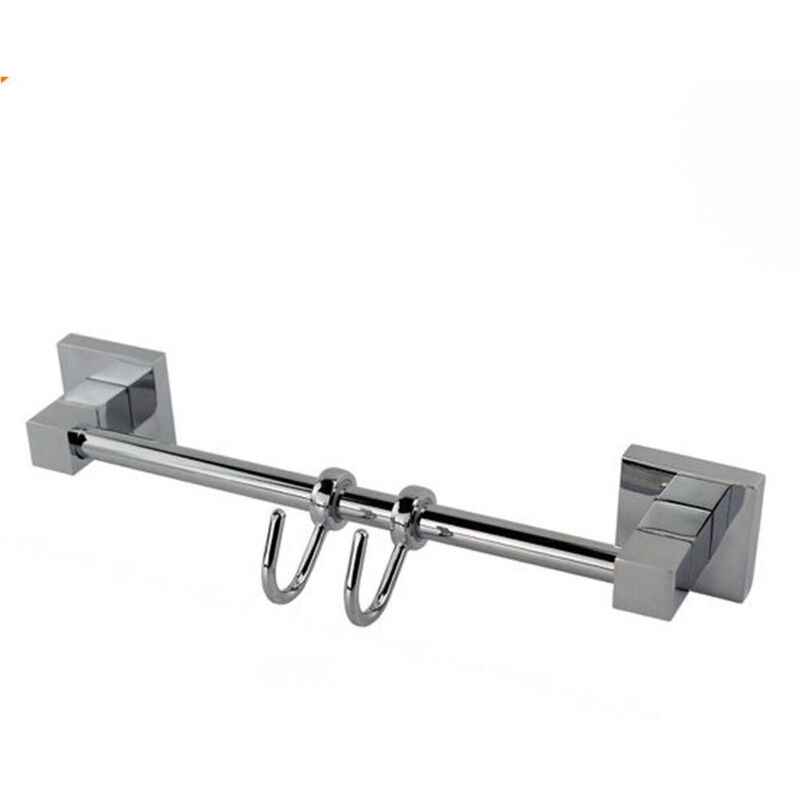 foto del prodotto trade shop traesio - cleafe - porta asciugamani con 2 ganci appendini fissaggio a parete bagno square 59194 -