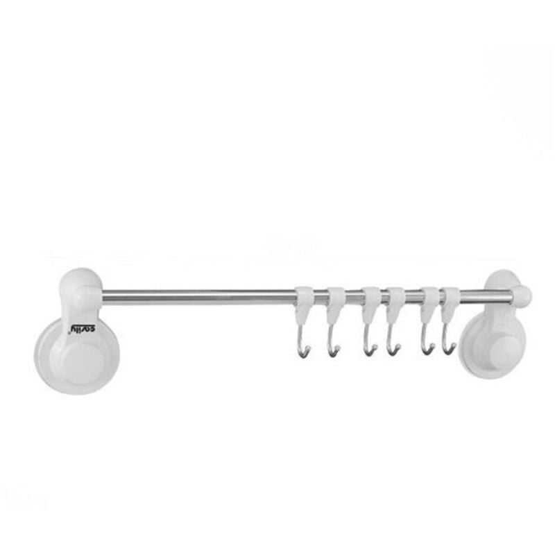 foto del prodotto trade shop traesio cleafe porta asciugamani con 6 ganci appendini fissaggio parete ventosa bagno 42cm 59550 