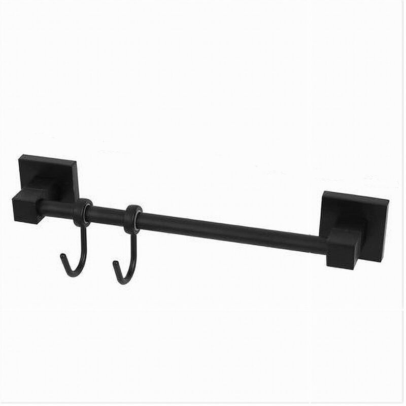 foto del prodotto trade shop traesio - cleafe - porta asciugamani maniglia con 2 ganci moderno fissaggio a parete bagno nero 79992 -