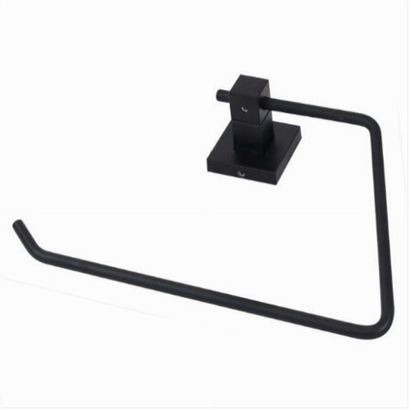 foto del prodotto trade shop traesio - cleafe - porta asciugamano ad anello aperto da muro in acciaio nero arredo da bagno 79983 -