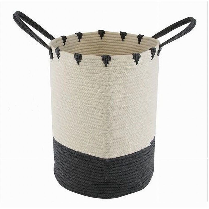 foto del prodotto trade shop traesio cleafe porta biancheria sporca cesto tessuto cestino bicolore con manici 35x45 cm 10665 